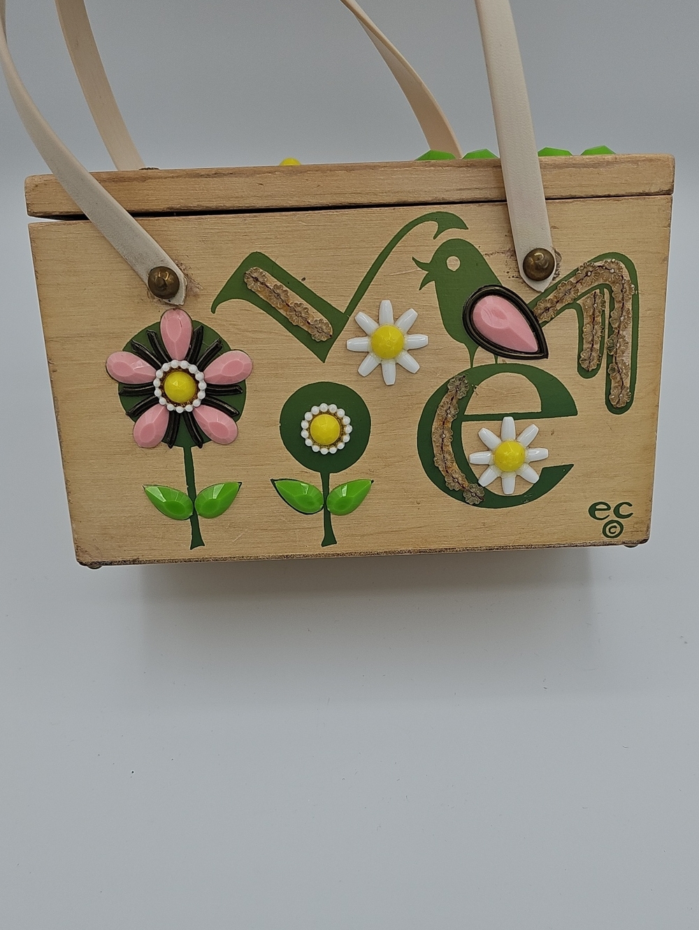 Enid Collins of Texas Wood Love Box Bag Purse 1960s MCM - Picture 6 of 12